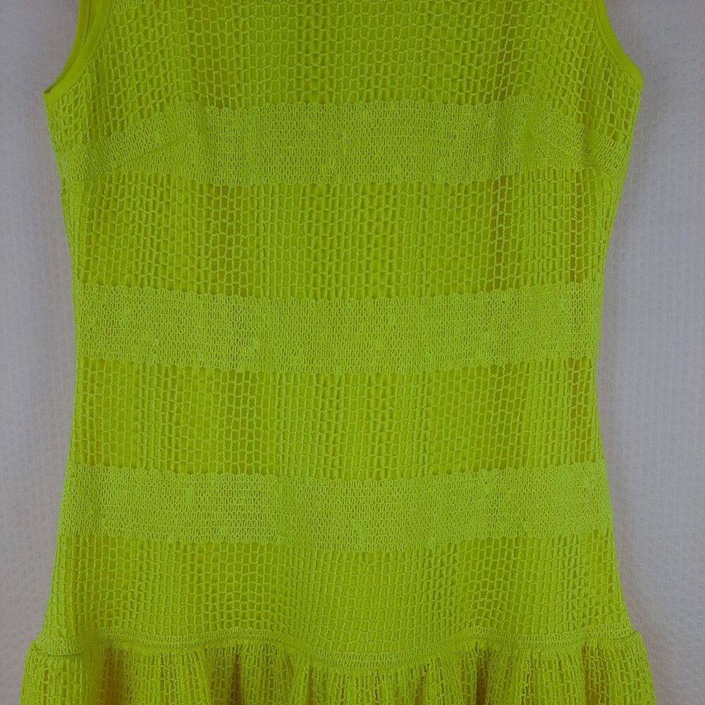 Sandra Darren Women Yellow Sleeveless Stretch Crochet Dress Lined Size 10 - Picture 5 of 9